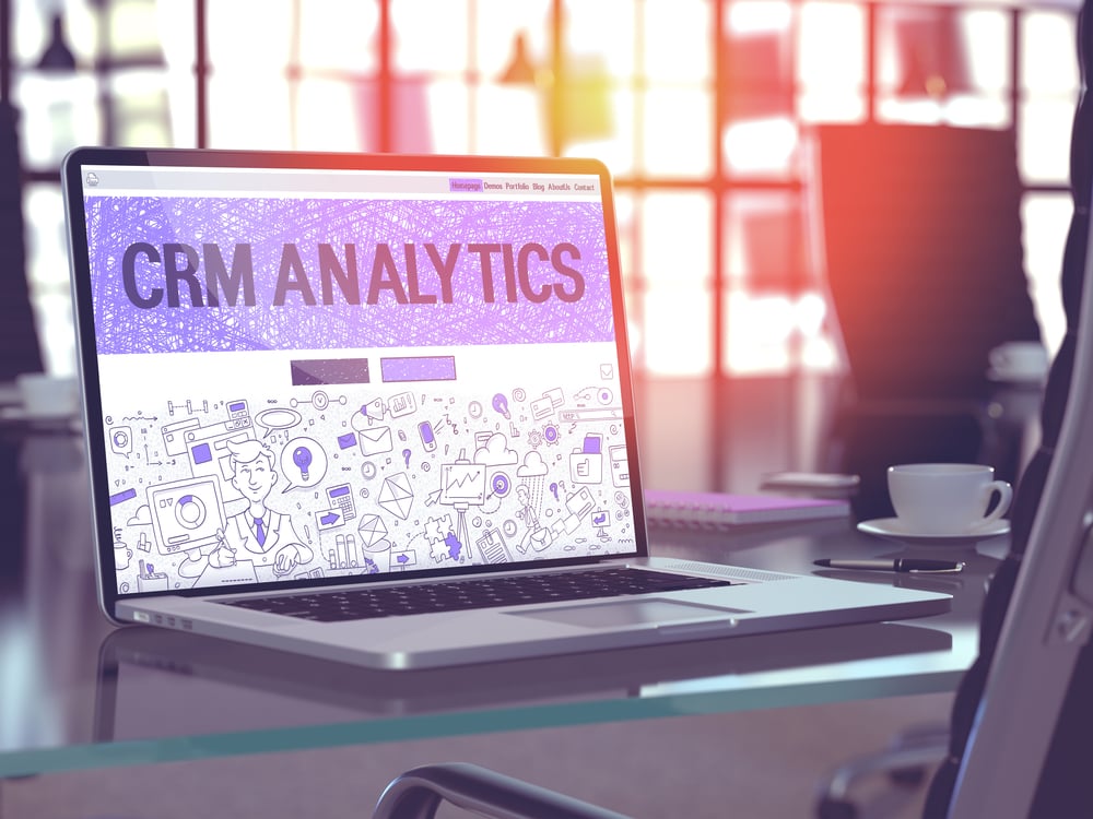 CRM Analytics - Closeup Landing Page in Doodle Design Style on Laptop Screen. On Background of Comfortable Working Place in Modern Office. Toned, Blurred Image. 3D Render.-1 CRM Analytics - Closeup Landing Page in Doodle Design Style on Laptop Screen. On Background of Comfortable Working Place in Modern Office. Toned, Blurred Image. 3D Render.-1